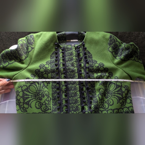 Tracy Reese Green and Black Patterned Coat - Picture 7 of 15